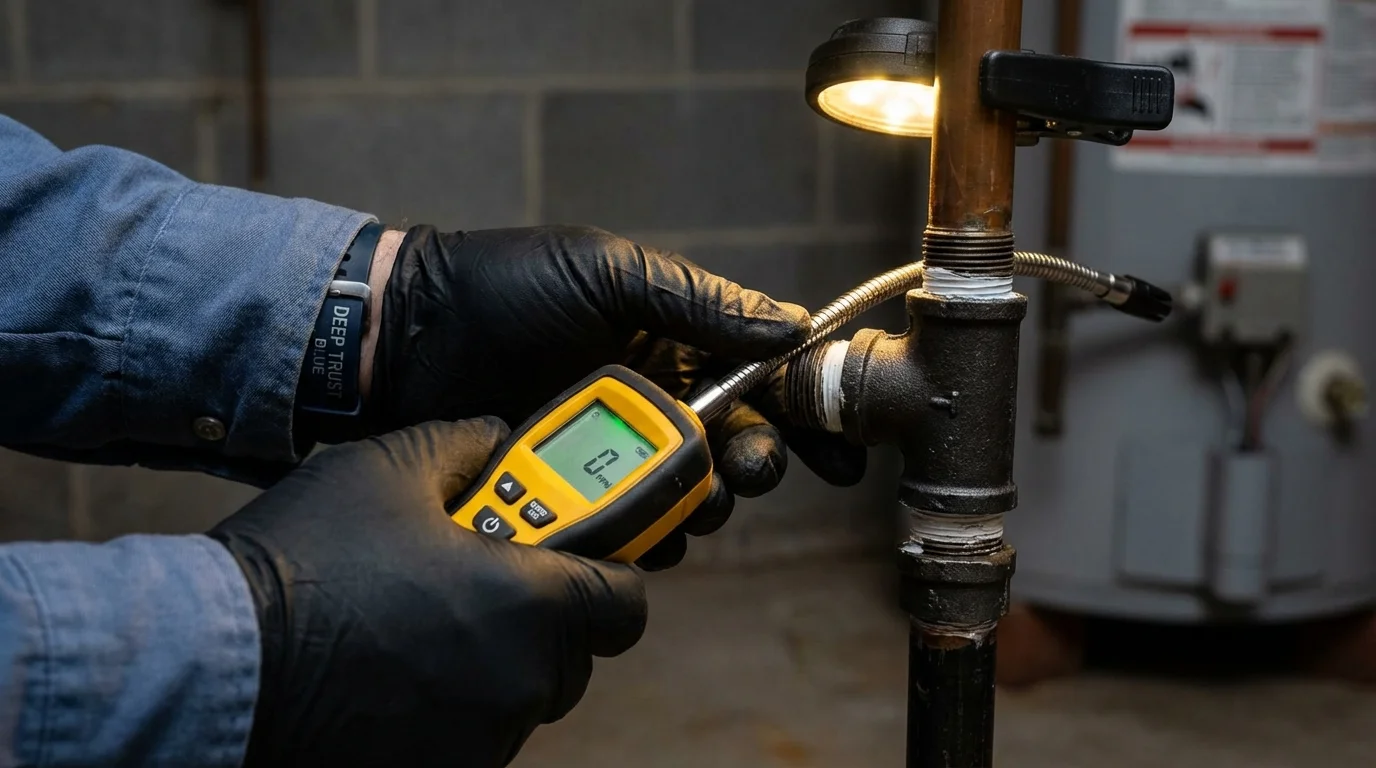 Gas leak detection with electronic sniffer by Johns Plumbing LLC in Dunbar